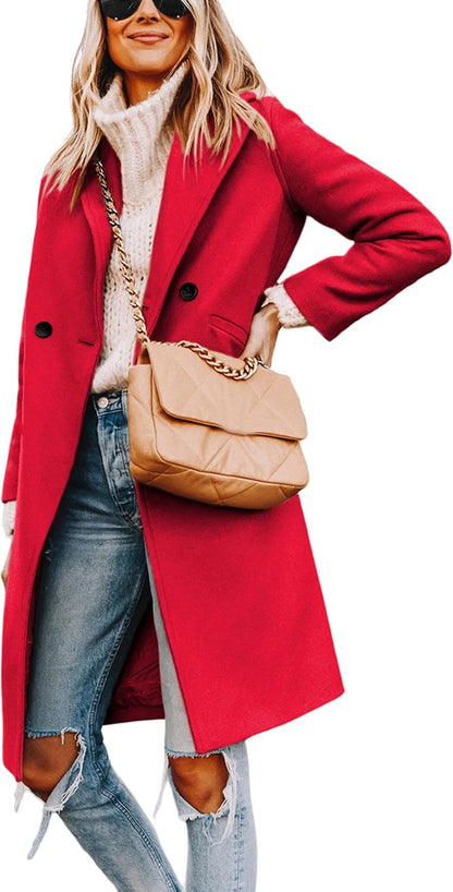 Dames Wollen Jas Notch Revers Warme Wintercoat - Mode Vibes