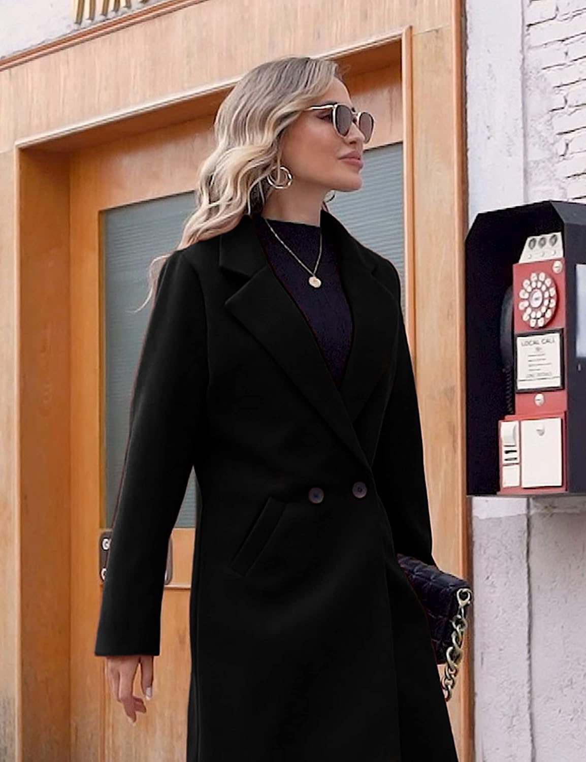 Dames Wollen Jas Notch Revers Warme Wintercoat