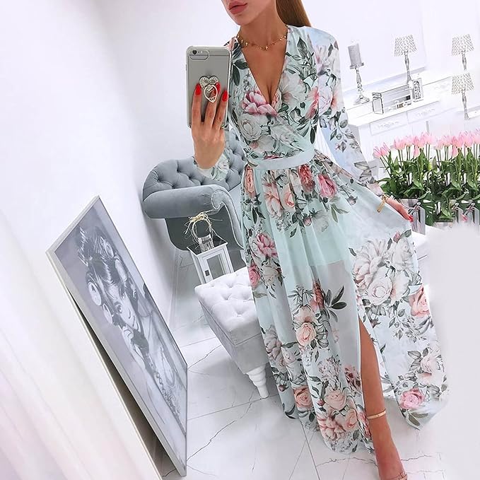 Bohemien Jurk Lange Mouwen Elegante Vrouwenjurk