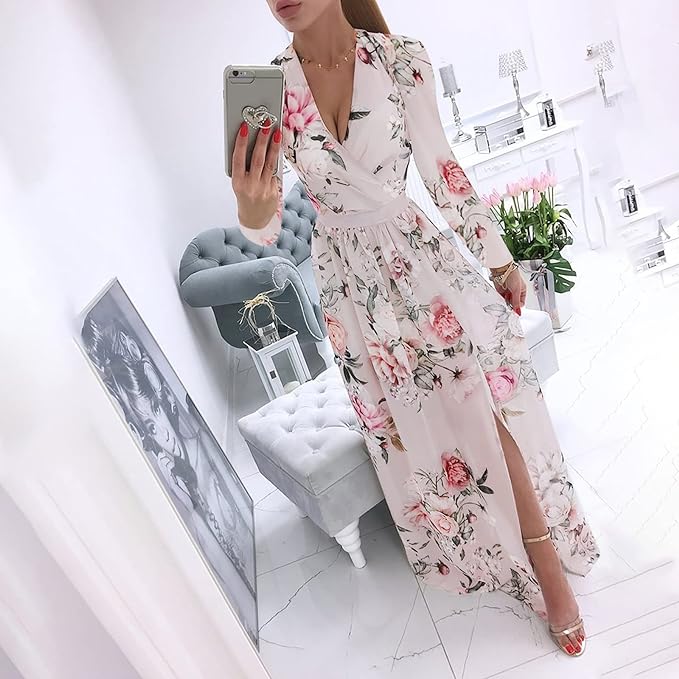 Bohemien Jurk Lange Mouwen Elegante Vrouwenjurk - Mode Vibes