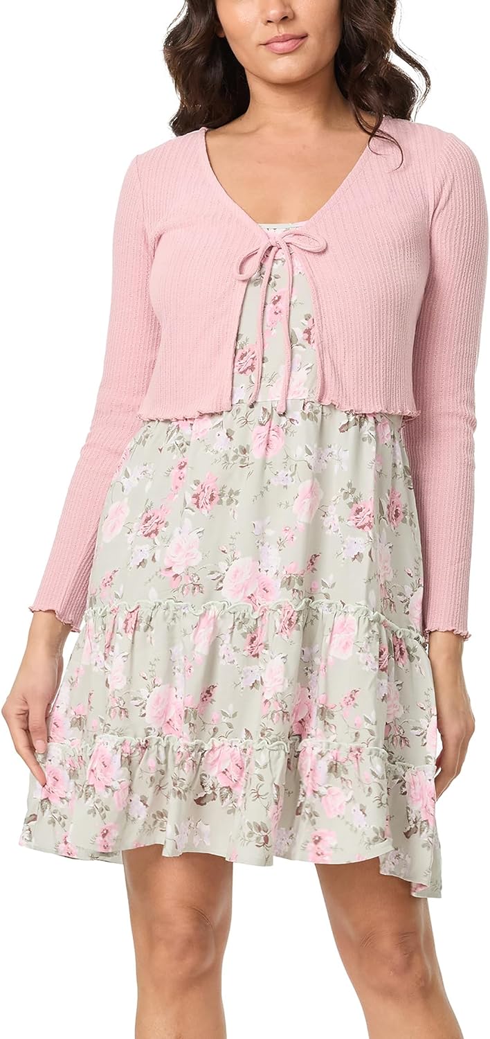 Flora Strappy Midi Jurk en Lange Mouw Vest voor Vrouwen