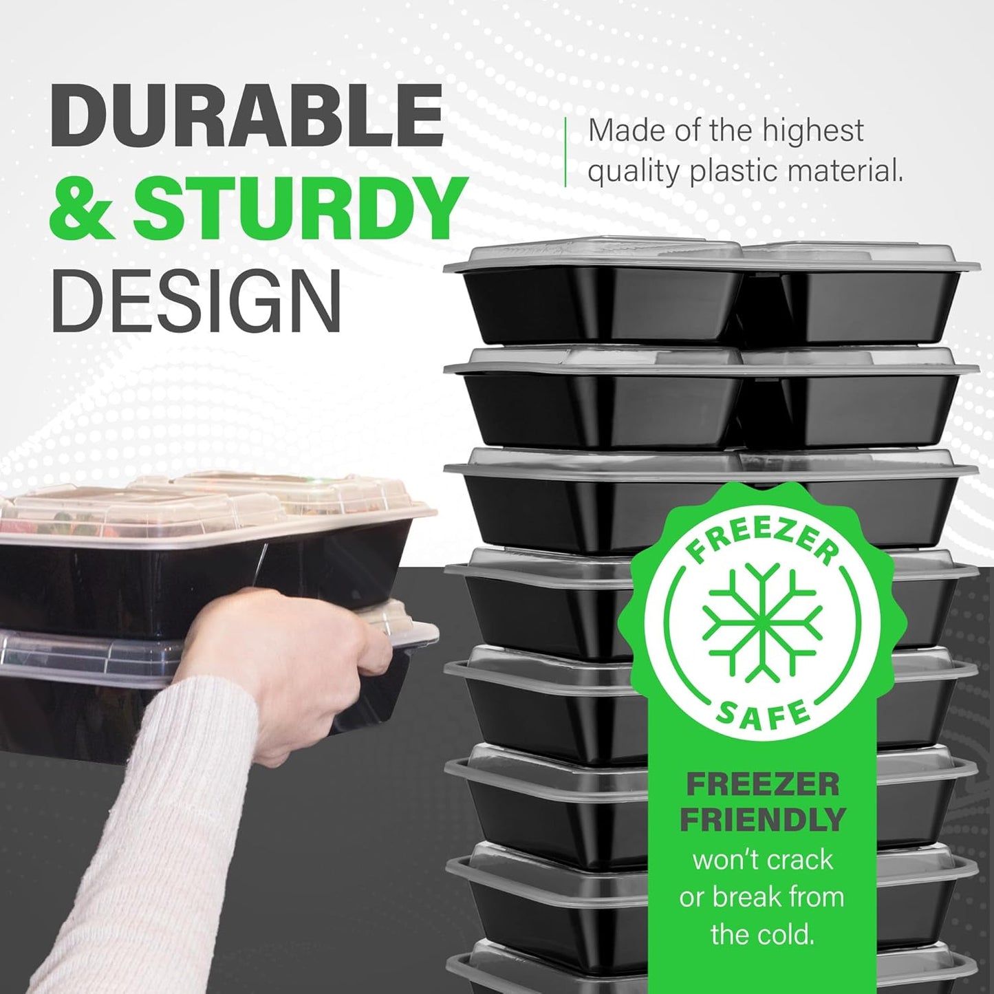 Maaltijdprep Dozen 3 Compartimenten 900ml met Deksel - 20 Stuks Bento Dozen Set