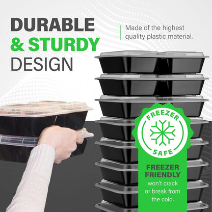 Maaltijdprep Dozen 3 Compartimenten 900ml met Deksel - 20 Stuks Bento Dozen Set