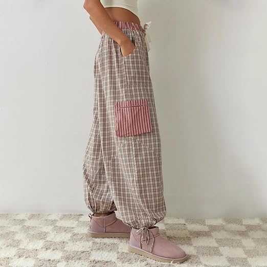 Geruite Pyjamaset voor Vrouw Casual Chic Losse Delen