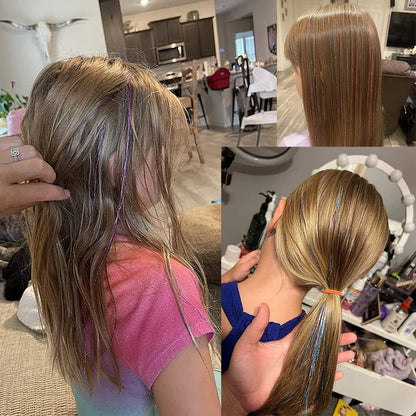 Haar Tinsel Kit Glitter Strengen voor Feestelijke Haarversiering