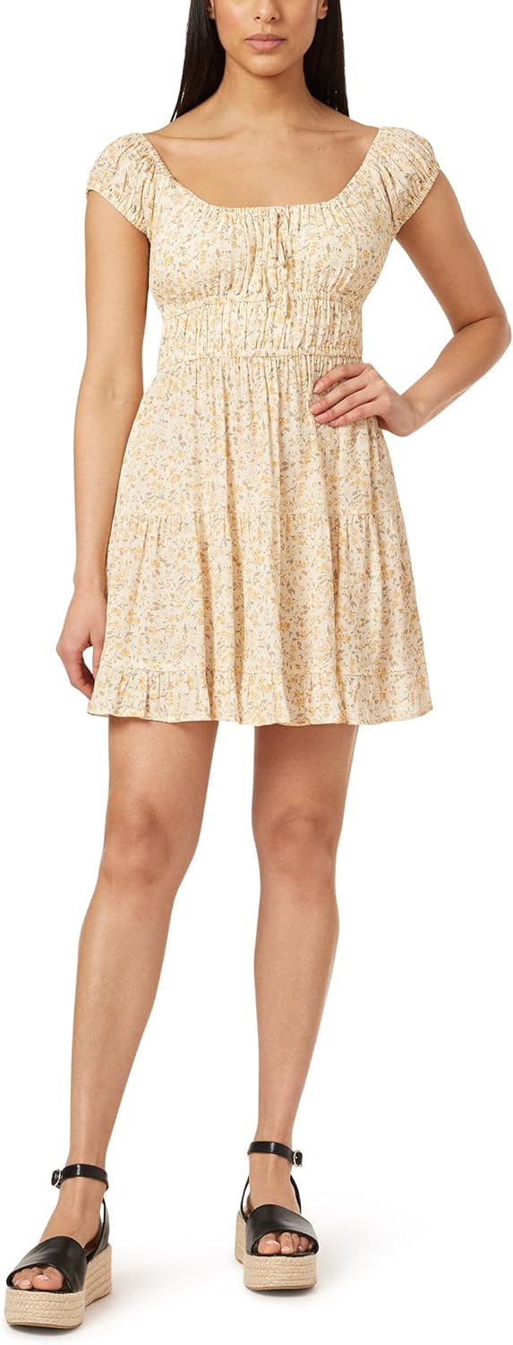 Bloemenveld Nikki Rayon Challis Prairie Mini Jurk voor Vrouwen