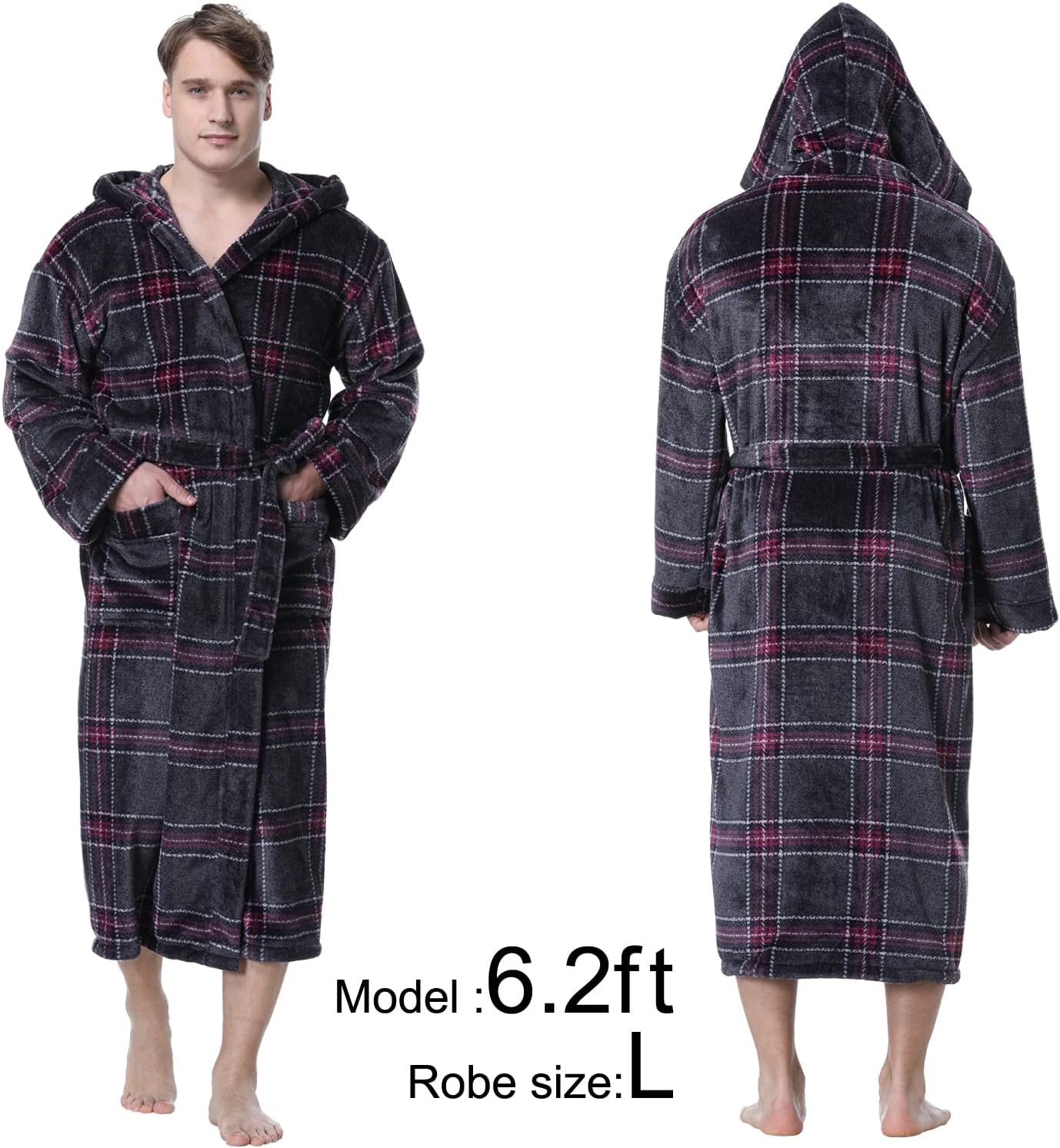 Heren Badjas met Capuchon Luxe Zacht Grijs