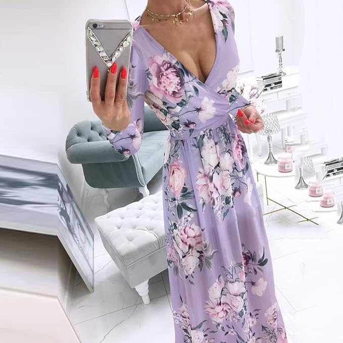 Bohemien Jurk Lange Mouwen Elegante Vrouwenjurk
