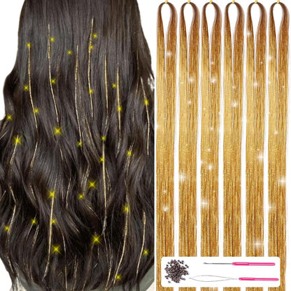 Haar Tinsel Kit Glitter Strengen voor Feestelijke Haarversiering - Mode Vibes