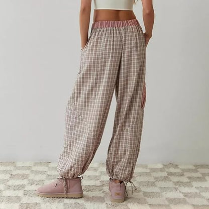Geruite Pyjamaset voor Vrouw Casual Chic Losse Delen