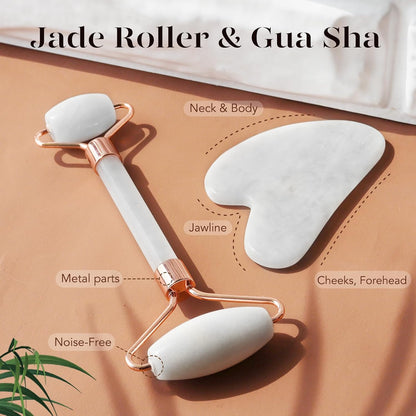 Gua Sha Set met Jade Roller voor Gezichtsmassage