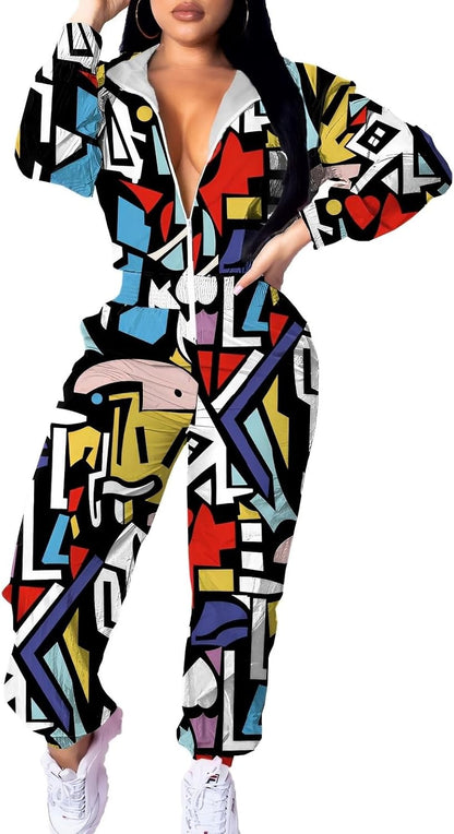 Dames Jumpsuit Windbreaker Retro Stijl