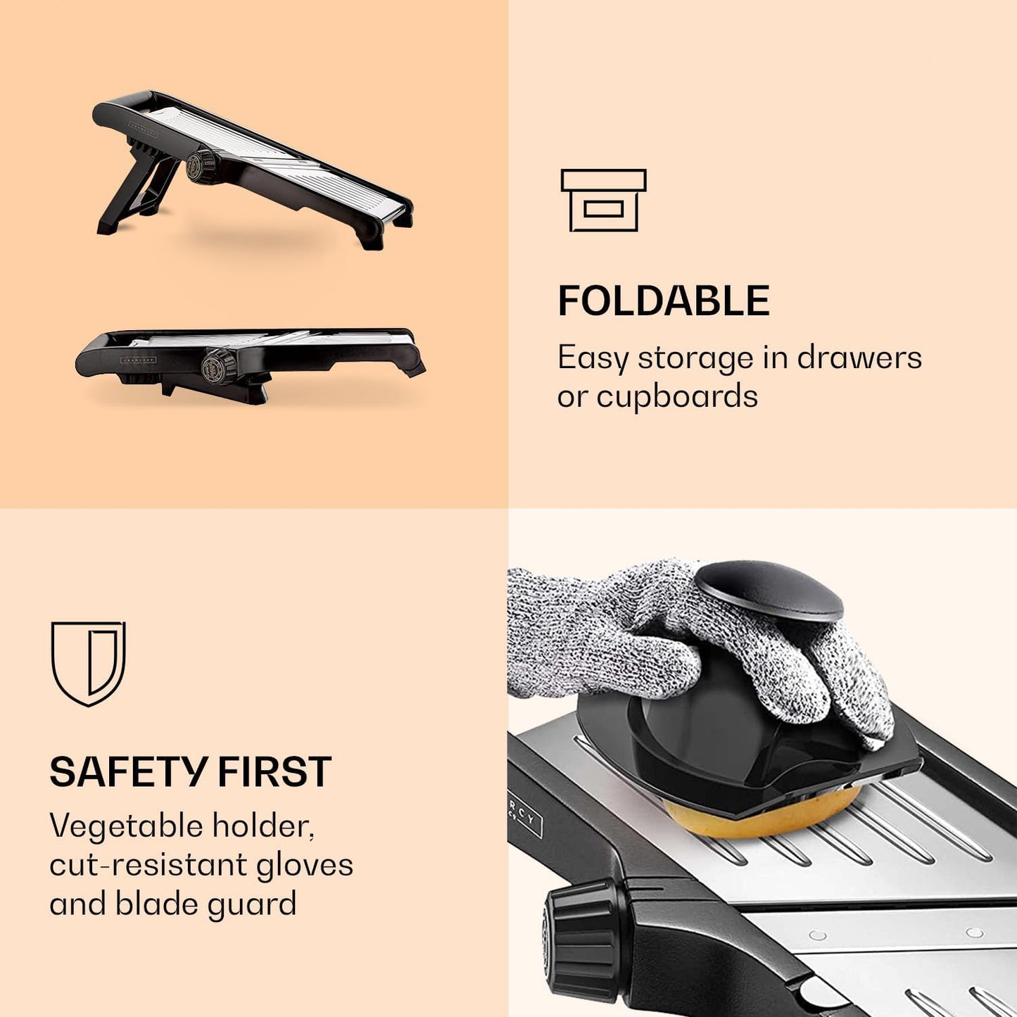 Professionele Foodsnijder Set met Snijbestendige Keukenhandschoenen