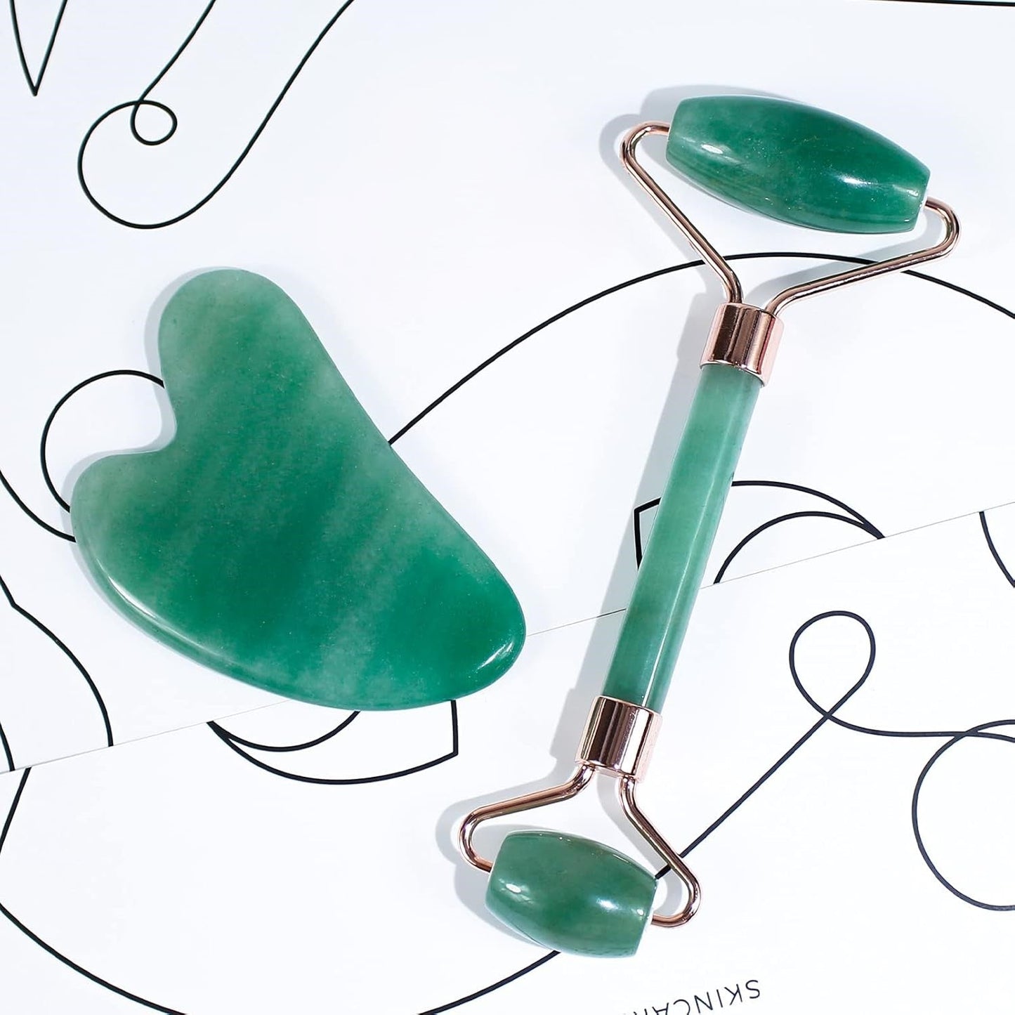 Gua Sha Set met Jade Roller voor Gezichtsmassage