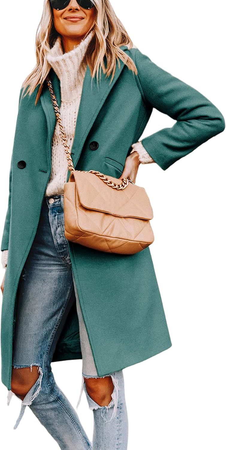 Dames Wollen Jas Notch Revers Warme Wintercoat