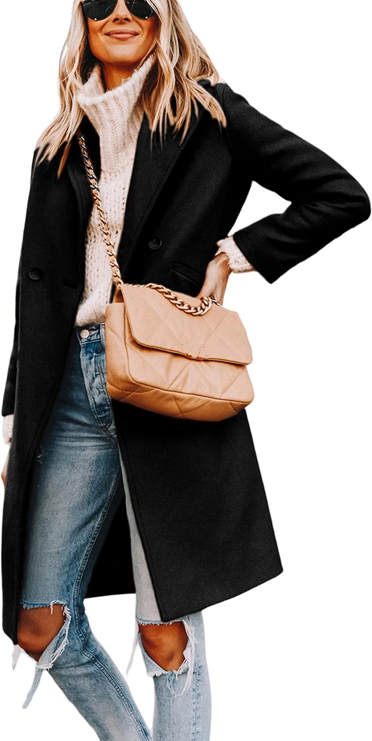Dames Wollen Jas Notch Revers Warme Wintercoat
