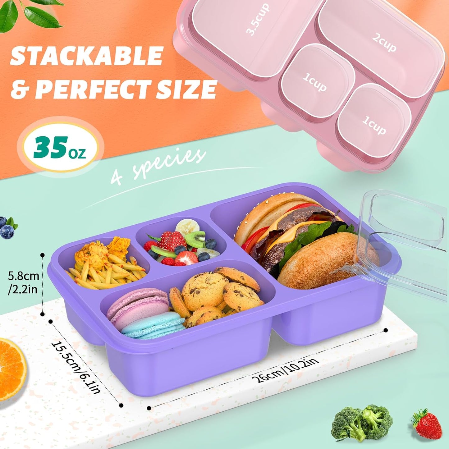 Bento Doos Maaltijdboxen 4-Stuks Set voor Eenvoudige Maaltijdbereiding