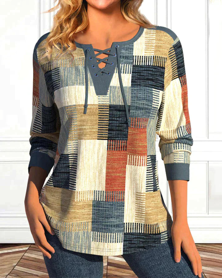 Vrouwelijke Top met Geometrische Print - Mode Vibes