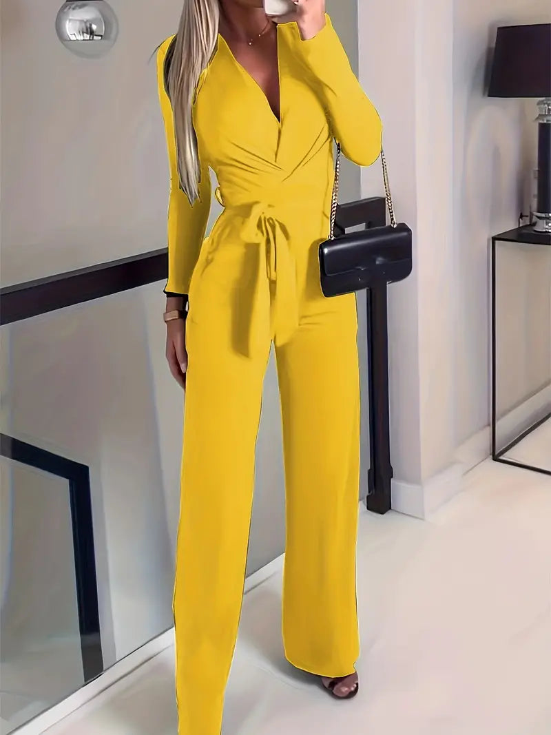 Jumpsuit met Ceintuur en V-Hals Elise