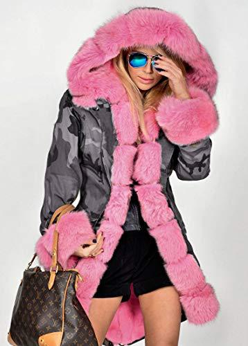 Dames Parka met Bont en Camouflageprint Stijlvol en Warm
