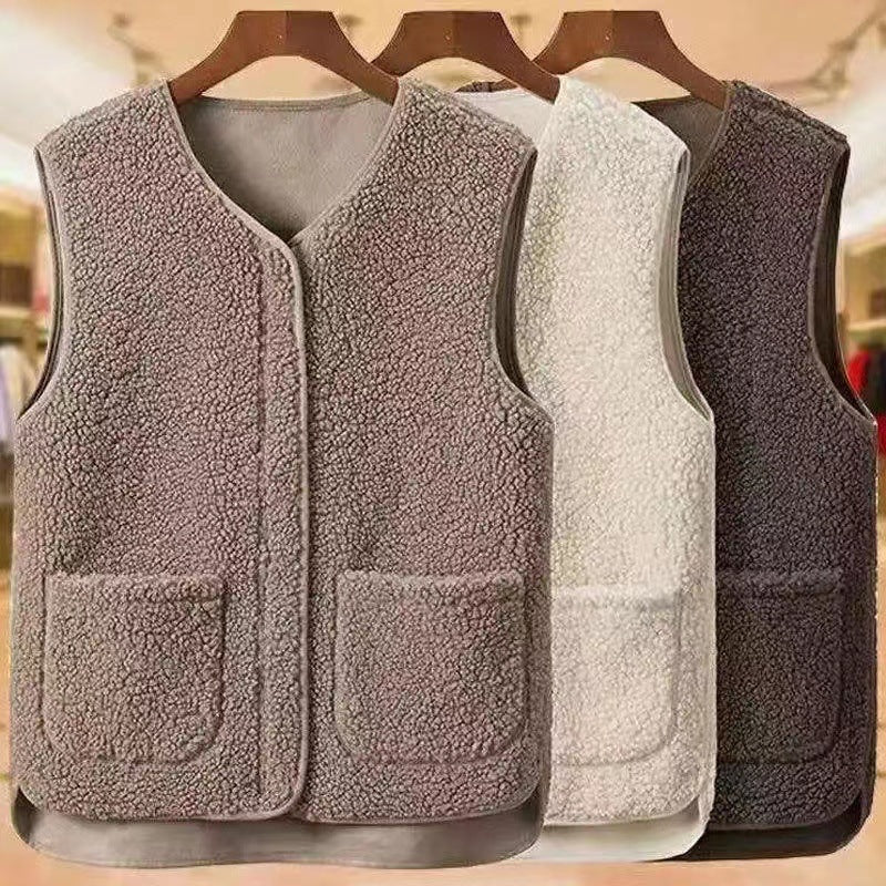 Dames Bodywarmer Plus Size Zachte Warme Teddyjas met Zakken