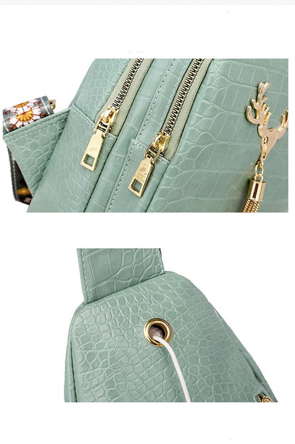 Dames Crossbody Tas met Hertenprint en Kwastjes