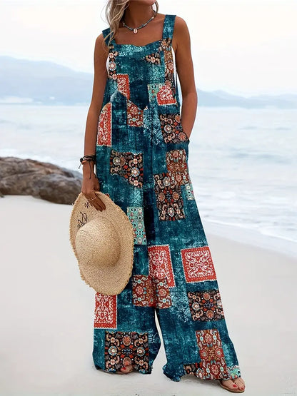Jumpsuit Kleurblokken Jurk Zomerse All-over Print