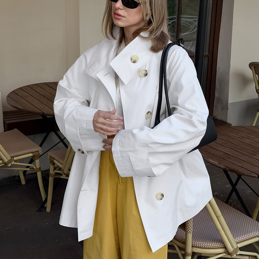 Dames Korte Trenchcoat Luxe Trendy Stijl