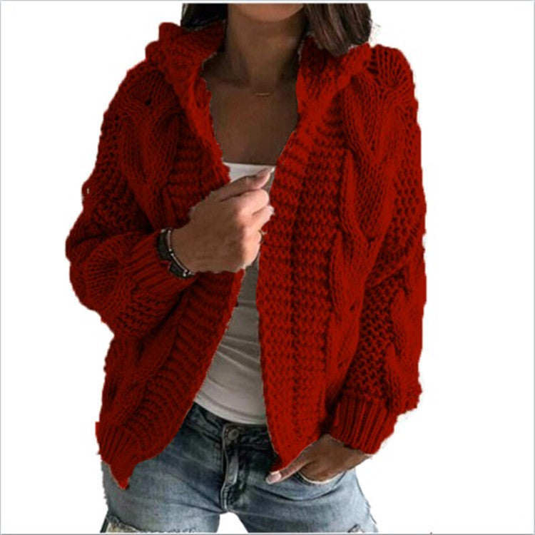 Dames Vest met Capuchon Gebreid Kabelpatroon