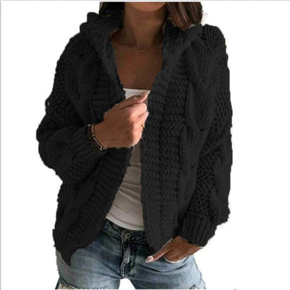 Dames Vest met Capuchon Gebreid Kabelpatroon