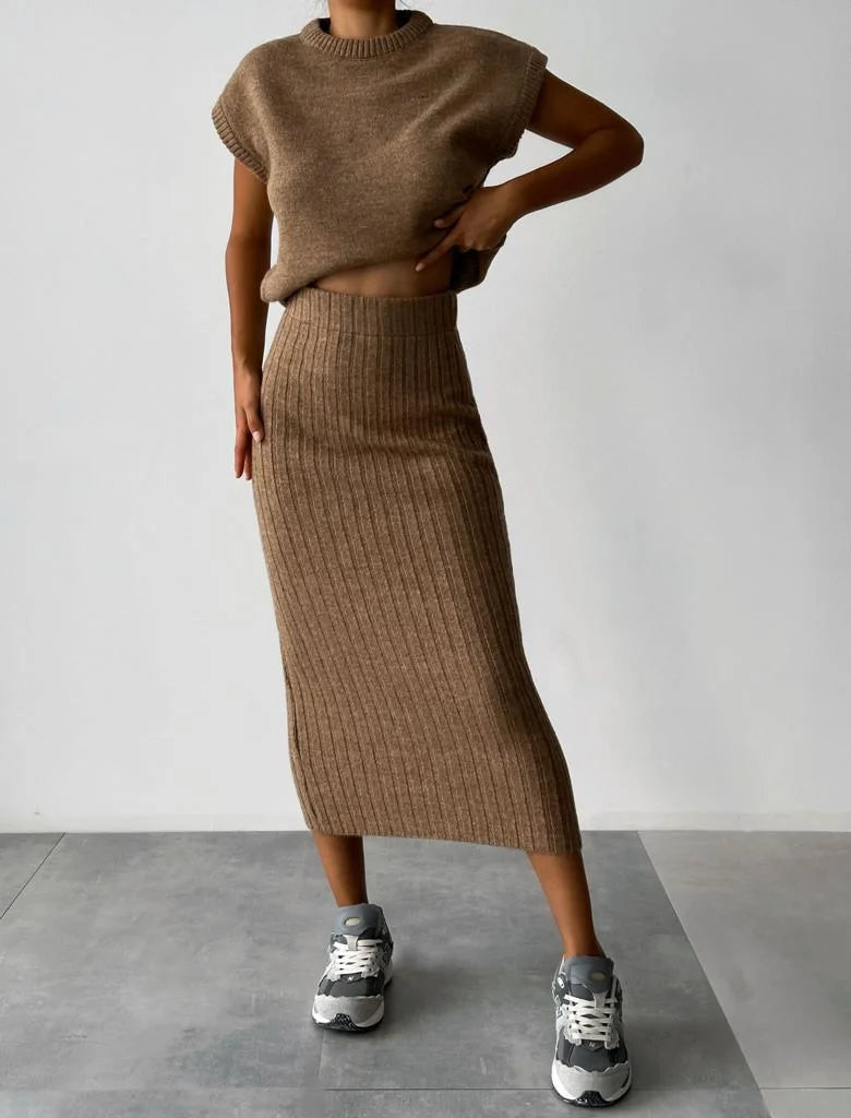 Mouwloze Gebreide Set Adele - Mode Vibes