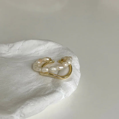 Gouden Ring met Zoetwaterparel Elegante Look - Mode Vibes