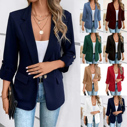 Dames Blazer Lange MouwWarm Donkerblauw voor Herfst en Winter