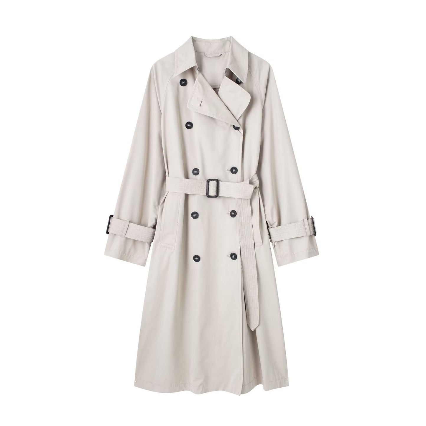 Dames Trenchcoat Lange Trendy Voorjaarsjas met Ceintuur