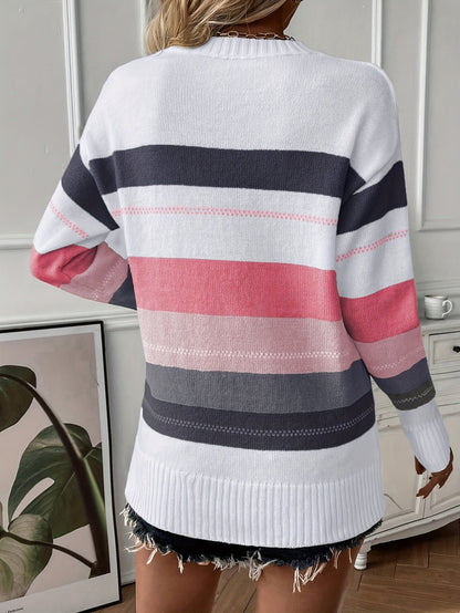 Kleurrijke Trui Ronde Hals Trendy dames