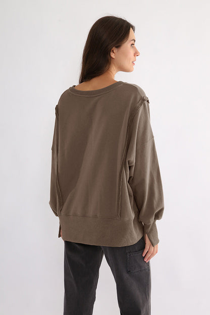 Dames Sweater Warm Losse Pasvorm Met Rauwe Randen