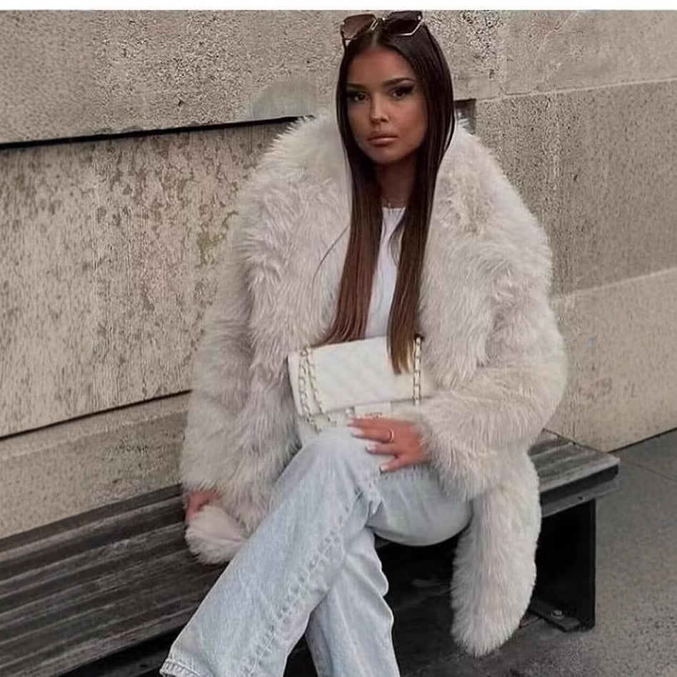 Dames Faux Fur Jas Luxe Stijlvol Elegante Uiterlijk