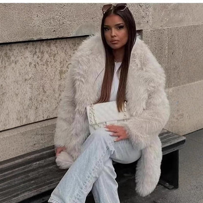 Dames Faux Fur Jas Luxe Stijlvol Elegante Uiterlijk
