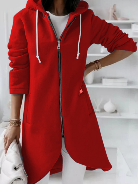 Dames Hoodie Vest Lange Casuele Rits Capuchon