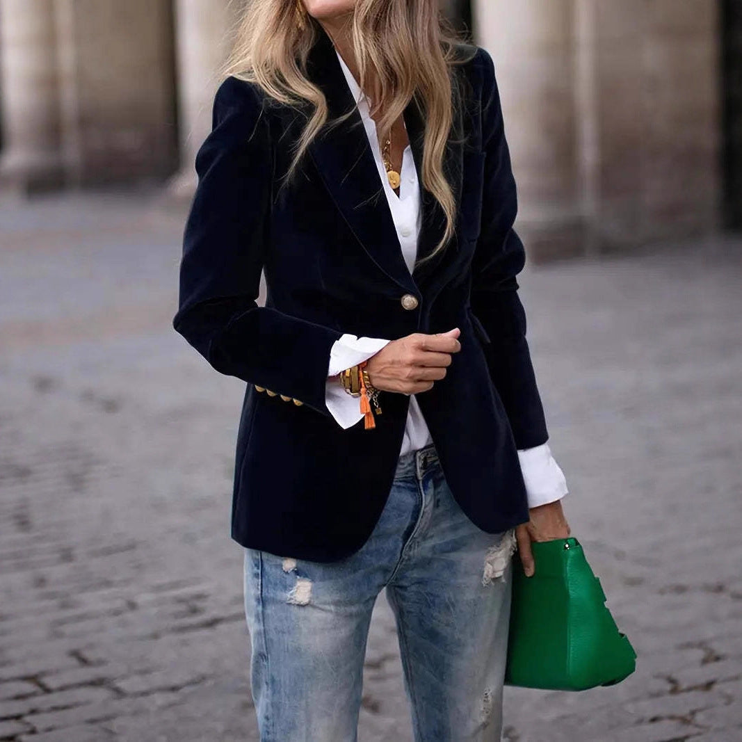 Dames Blazer Fluwelen Trendy Look - Mode Vibes