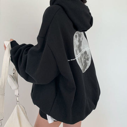Dames Hoodie Space Print Casual Streetwear