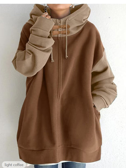 Dames Oversized Hoodie Vest Sage Groen met Rits - Mode Vibes