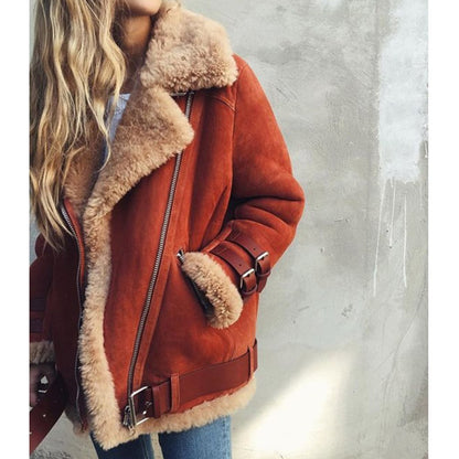 Dames Aviator Jas Shearling Bont Gevoerd Warm