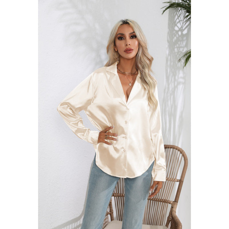 Dames Blouse Satijn Look Elegante Vrouwen Blouse - Mode Vibes