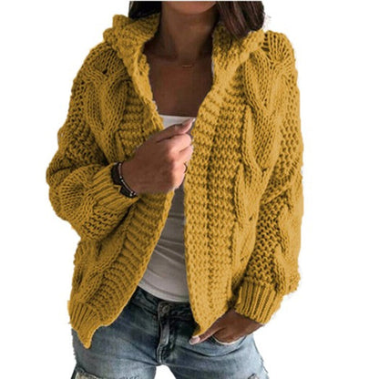 Dames Vest met Capuchon Gebreid Kabelpatroon