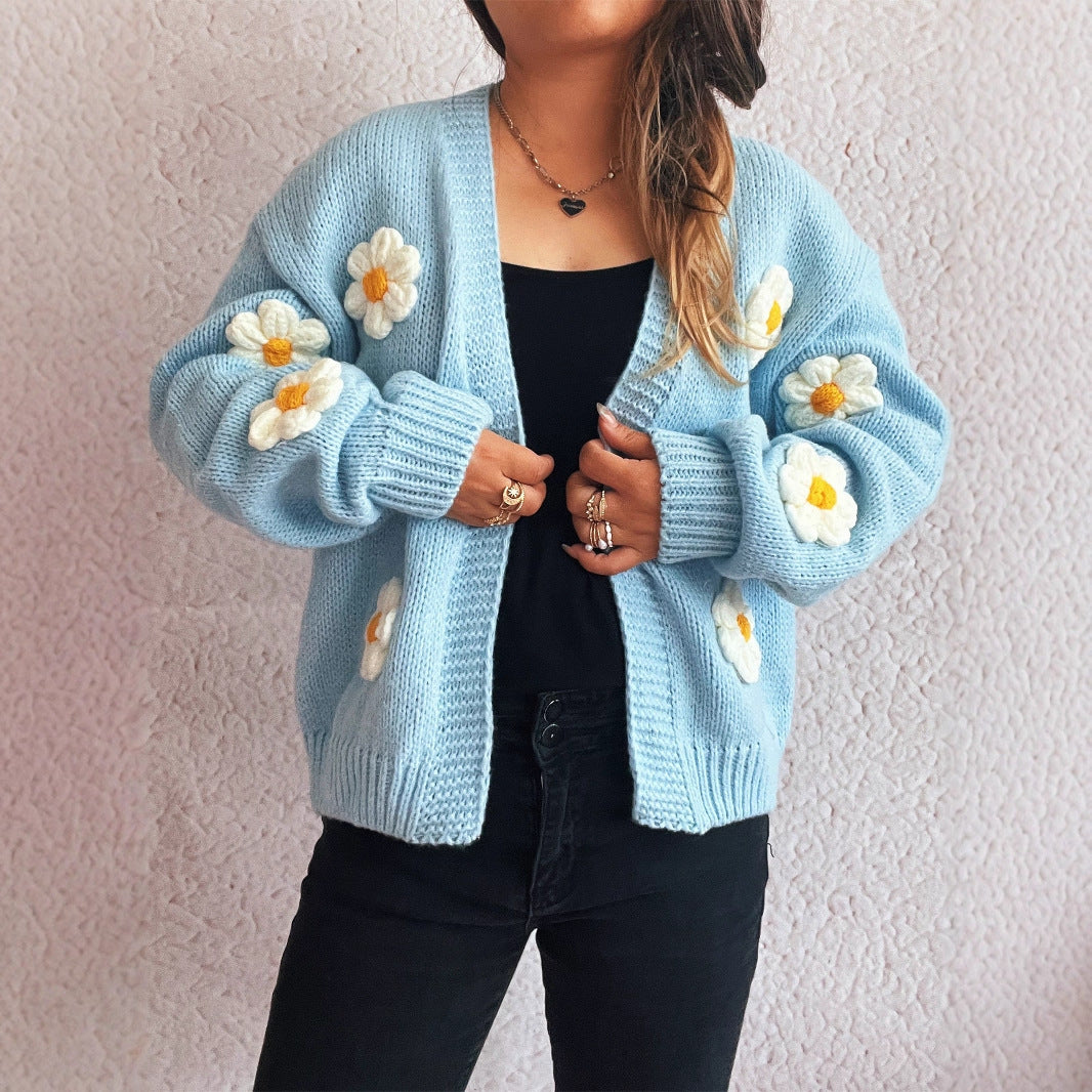 Dames Gebreide Vest met 3D Bloemen Stijlvol Warm