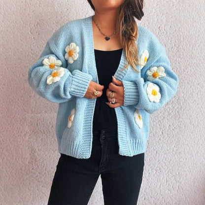 Dames Gebreide Vest met 3D Bloemen Stijlvol Warm
