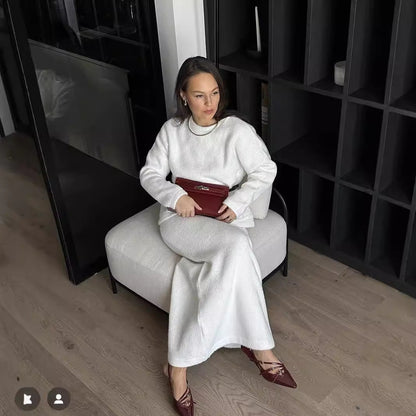 Dames Tweedelige Set Zachte Trui Lange Rok Comfortabel