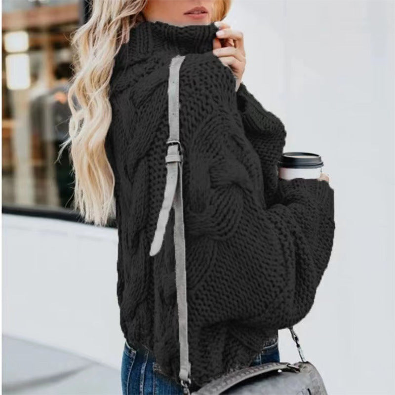 Dames Coltrui Oversized met Kabelpatroon Lange Mouwen