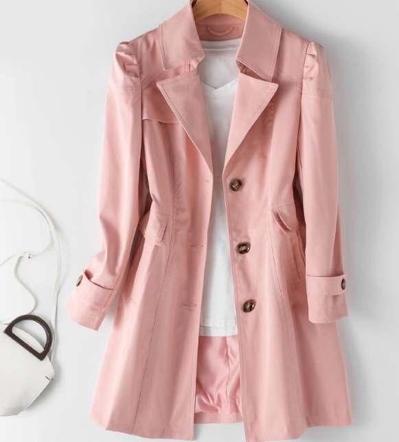 Dames Trenchcoat Halflang Met Knopen Klassiek Design